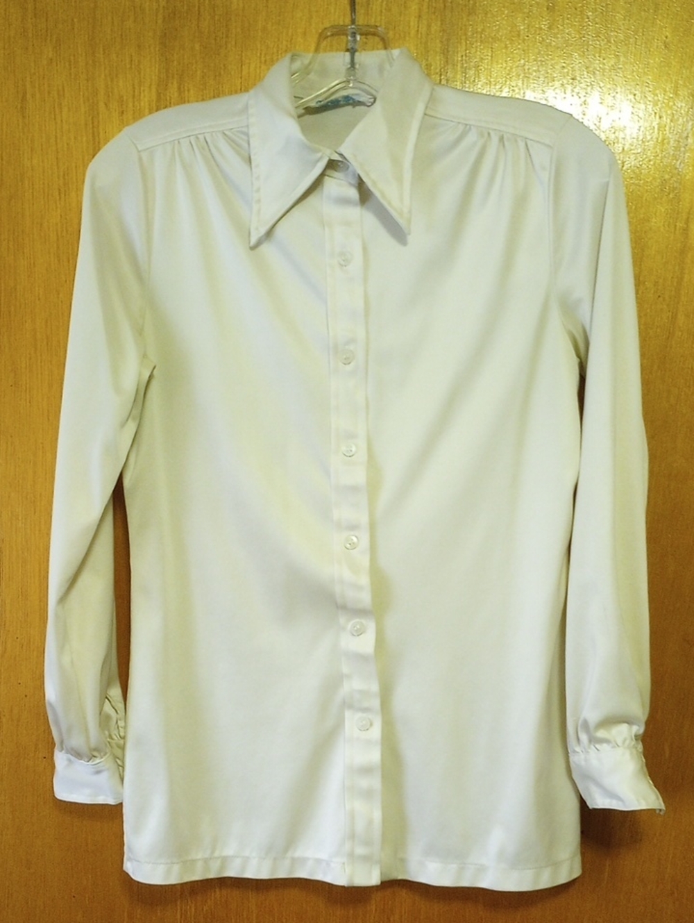 Alexander's Classic Vintage Retro Neutral Ivory Cream Polyester Blouse, Medium?
